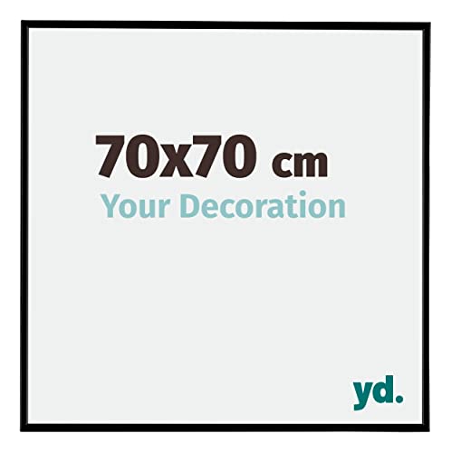 yd. Your Decoration - 70x70 cm - Bilderrahmen von Kunststoff mit Acrylglas - Ausgezeichneter Qualität - Schwarz Matt - Antireflex - Fotorahmen - Evry.