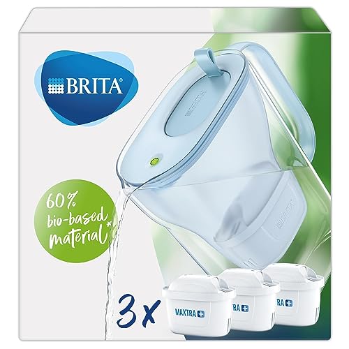 BRITA Style Eco Water Filter Jug Starter Pack, 2.4L, Made of 60% bio-Based Material - Incl 3x MAXTRA+ Filter Cartridges