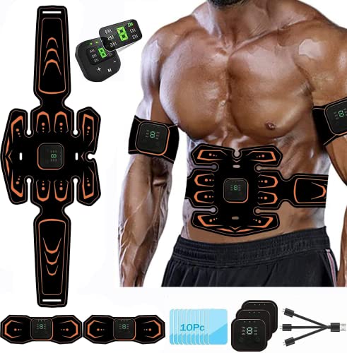 HONGXIAN Bauchmuskeltrainer, EMS Trainingsgerat, USB Wiederaufladbar Bauchmuskeln Stimulationsgerät, Effektiv EMS Trainingsgerät Ganzkörper Muskeltrainer, 6 Modi & 9 Intensitäten