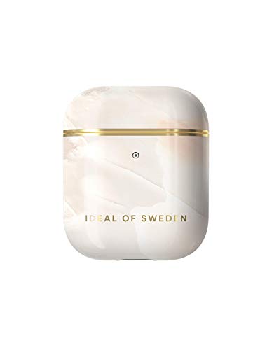 iDeal of Sweden AirPods Hüllen, AirPods Schutzhülle kompatibel mitt AirPods 1 & 2, Qi-Ladegeräten kompatibel, LED an der Frontseite Sichtbar (Rose Pearl Marble)