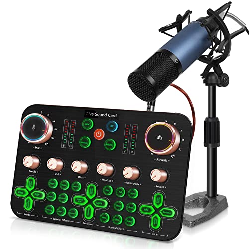 ALLWIN Streaming Mikrofon, Podcast Mikrofon Set k600 DJ Mischer Audio Interface Mit Xlr Nieren Kondensator Mikrofon Podcast Produktionsstudio Für Live-Streaming/PC/Aufnahme
