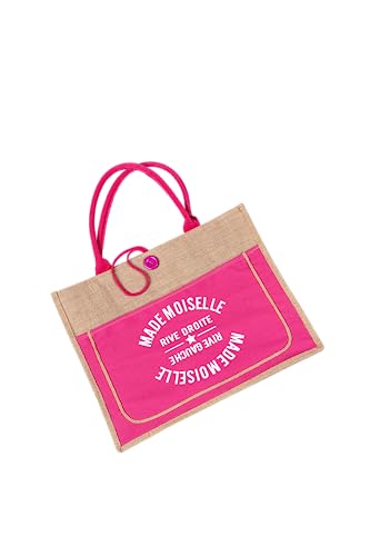 WOMEN'S WEAR U&F FASHIONSTORE XXL Shopper | Jute Tasche mit stylischem Aufdruck | Strandtasche | MM PINK