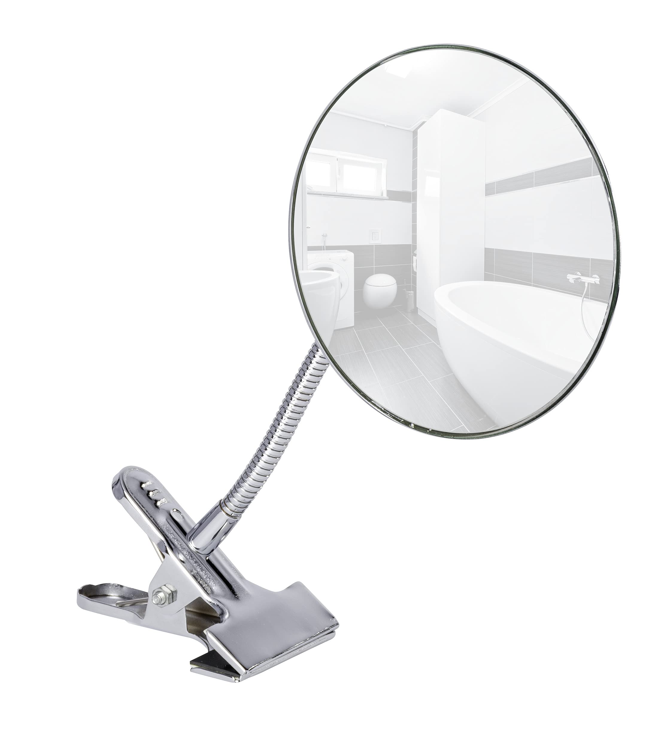 WENKO Kosmetikspiegel Clip - 5-fach Vergrößerung, 500 % Vergrößerung, Stahl, 15 x 27 cm, Chrom