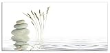 ARTland Spritzschutz Küche aus Alu für Herd Spüle 120x55 cm (BxH) Küchenrückwand mit Motiv Natur Zen Wellness Stein Gräser Yoga See Asien Weiß T5VB
