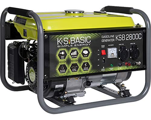 KS BASIC 2800C Stromerzeuger, 6,5 PS 4-Takt Benzinmotor, Kupfer Alternator, Automatischer Spannungsregler (AVR), 2800 Watt, 16A, 230V Generator, für den Heim- und Freizeitbedar
