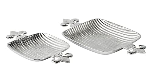 MichaelNoll Schale Lilie Dekoteller Deko Aluminium Silber - Moderne Dekoschale aus Metall - 44 oder 52 cm (44x23x5 cm)