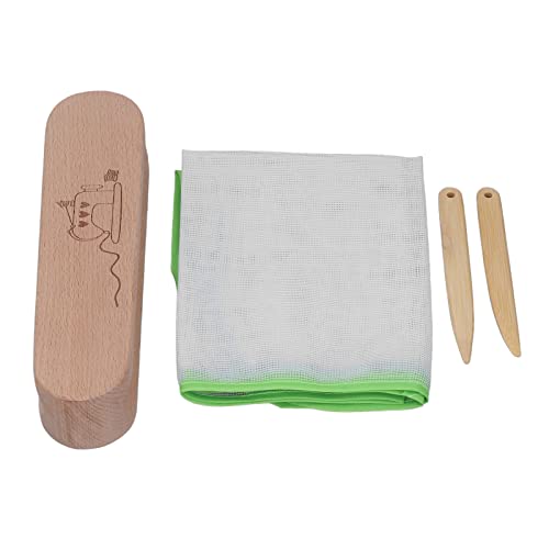 Quilters Clapper, einfache Bedienung Buchen-Bambus-Schneider-Holzklöppel mit Bügelschutznetz zum Sticken für Falten