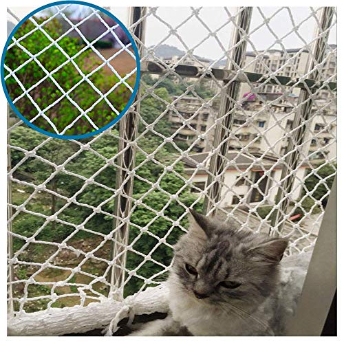 Ezoon Katzenschutznetz aus Nylon, starkes Sicherheitsnetz mit Befestigungs-Set, sicher für Kinder und Kleinkinder, Fallschutznetz für Balkon, Fenster, Treppen, verstärkt, reißfest