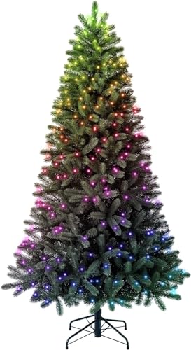 Twinkly Vorbeleuchteter Regalbaum – App-gesteuerter LED-Weihnachtsbaum mit 540 RGB (16 Millionen Farben) LEDs - Intelligente Innen-Weihnachtsbeleuchtung - Grün, 2,1 m