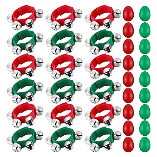RIVNN 36 Stücke Orff Musikinstrumente Weihnachten Shaker Musikinstrumente Verstellbares Handgelenk Handband Glocken für Kinder, Weihnachtsfeiern, Gefälligkeiten