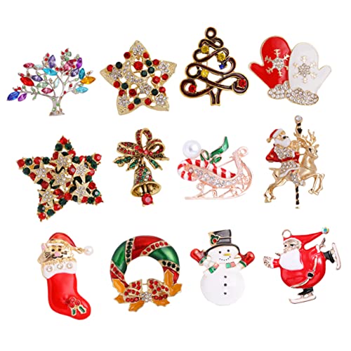 12 Stück Weihnachts-Brosche, Zuckerstangen-Brosche, 3D-Cardigan-Pin, Weihnachts-Brosche, Damen-Brosche, Brust-Pin974