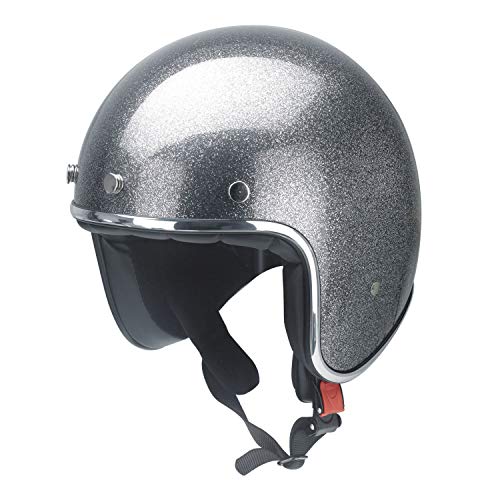 Motorrad Helm mit Chrome-Rand RB-765 metallic-grau Gr. XS-XXL