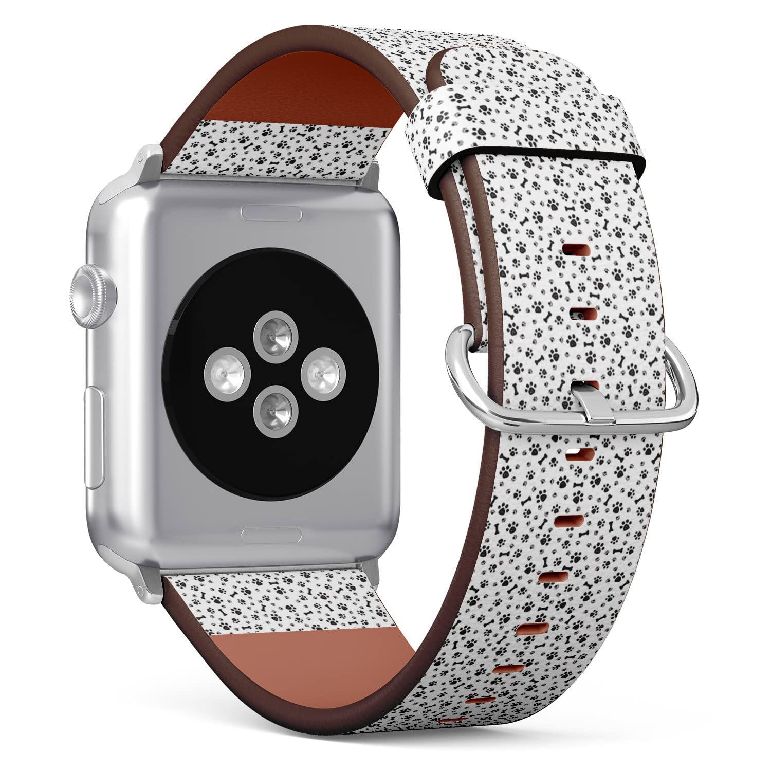 IKIKI-TECH Kompatibel mit Apple Watch-Armband, 38 mm, 40 mm, 41 mm (Hundepfoten-isoliertes Knochenmuster), Ersatzarmband aus veganem Leder für iWatch Serie 8, 7, 6, 5, 4, 3, 2, 1 Ultra SE