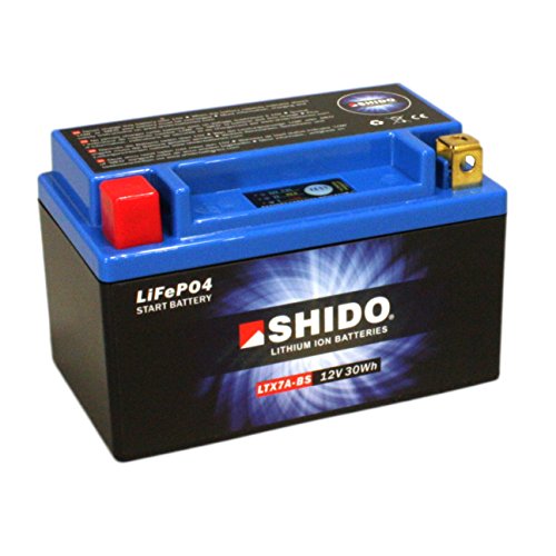 Batterie Shido Lithium LTX7A-BS / YTX7A-BS, 12V/6AH (Maße: 150x87x94) für Suzuki LT-R 450 Quadracer Baujahr 2010