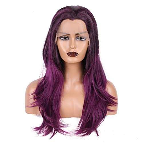 Perücken Haar for Frauen lila Spitzenfront Mittelteil Haaransatz langes gewelltes lockiges Haar Cosplay Perücke Schönheit for den Alltag