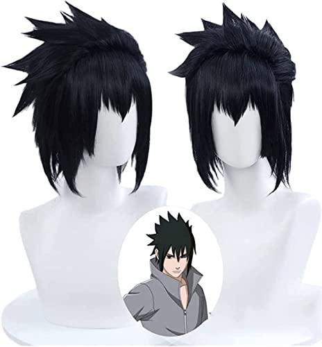 ZUKKY Anime Sasuke Uchiha Cosplay Perücke schwarz Kurze Haare Perücken Hitzebeständige Synthetische Halloween Kostüm Party Perücken