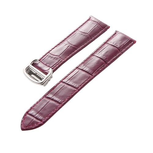INEOUT Leder-Uhrenarmband, Erste Schicht, Rindsleder, Kompatibles Cartier Tank London-Uhrenarmband, Herren- Und Damenarmband-Zubehör (Color : Purple, Size : 18mm)