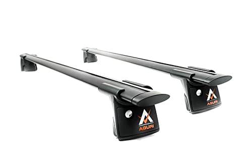 AGURI 51027-11791, schwarze Aluminium-Dachträger, abschließbar, mit Schlössern und Schlüsseln, einfach zu installieren (Befestigung mit robusten integrierten Schienen)