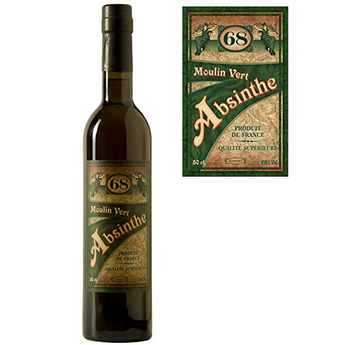 Absinth Moulin Vert aus Frankreich | Original Rezeptur | 68% Vol. | Premium Qualität mit Weinalkohol destilliert | (1x 0.5 l)