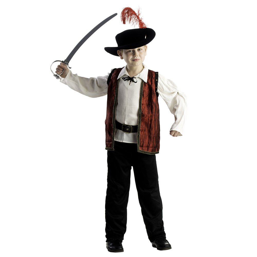 Dress Up America 799-L Mutiges Musketier-Kostüm für Kinder, Mehrfarbig, Größe 12-14 Jahre (Taille: 86-96 Höhe: 127-145 cm)