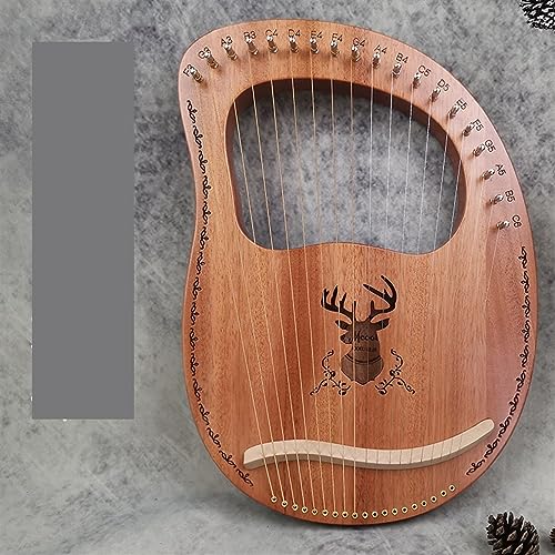 FCSHFC Harfe Instrument 16, 19, 21, 24 Saiten Anfänger Zither Instrument for Fachmann, Musik Lyre Harfe Mit Stimmschlüssel, Schwarze Gigbag, Putztuch (Color : 19 String Vintage Reindeer-A)