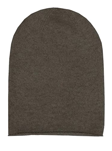 Zwillingsherz Slouch-Beanie-Mütze aus 100% Kaschmir - Hochwertige Strickmütze für Damen Mädchen Jungen - Hat - Unisex - One Size - warm und weich im Sommer Herbst und Winter - braun