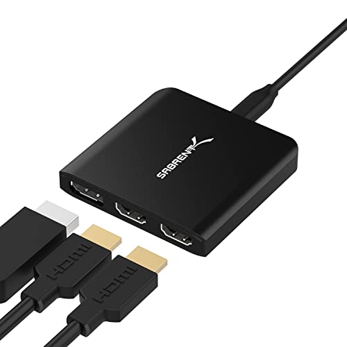 Sabrent USB Type C auf x2 HDMI und x1 DisplayPort Adapter, 8K@30Hz 4K@60Hz kompatibel mit Thunderbolt 3 (DA-H2D1)