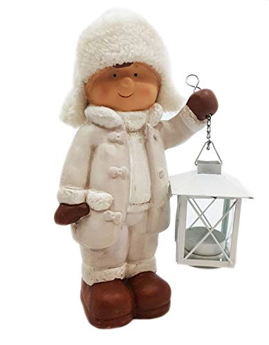 Wichtelstube-Kollektion XL Deko Figur Winterkinder Junge Weihnachtsfigur 28cm Keramikfigur Weihnachten Gartenfigur