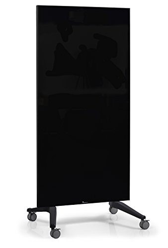 Legamaster 7-105200 Mobile Glasboard, doppelseitige Glas-Magnettafel auf Rollen, 90 x 195 cm, schwarz
