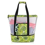 Mesh Strandtasche Große Badetasche, Mit Kühlerem Isolierfach, Trocken Nass Trennung, Tragbare Taschen Für Den Sommer Urlaub Strand Pool Picknick Camping Reisen, Für Frauen Männer (11)