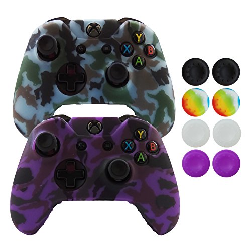 Hikfly Silikon-Controller-Abdeckung, für Xbox One/Xbox One S/Xbox One X Controller Videospiele Xbox One Print Style Purple, Grey