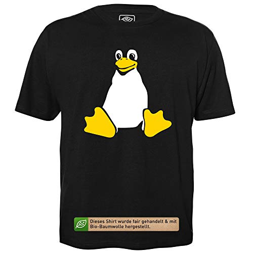 Linux Tux - Herren T-Shirt für Geeks mit Spruch Motiv aus Bio-Baumwolle Kurzarm Rundhals Ausschnitt, Größe XXL