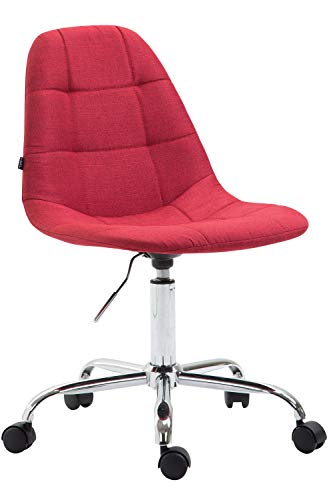 CLP Bürostuhl Reims mit Stoffbezug | Schreibtischstuhl mit gestepptem Sitz | Höhenverstellbarer Arbeitsstuhl mit Metallgestell erhältlich Rot