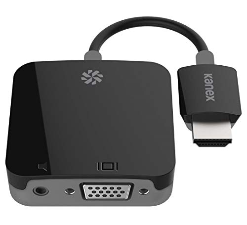 Kanex HDMI auf VGA Adapter für Apple TV 4. Generation & Apple TV 4k - [Monitor/Beamer mit VGA-Anschluss, Full HD 1080p (60Hz), 3,5mm Audio- / Klinkenausgang, 7cm, schwarz] - K172-1075-BK7I