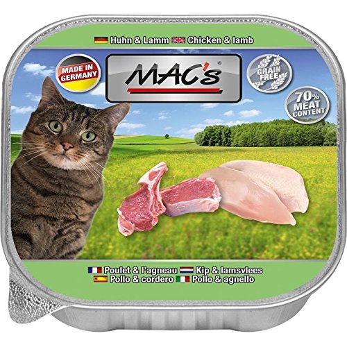 MACs Cat Feinschmecker 85g Huhn & Lamm Katzenfutter Schale Größe 16 x 85g