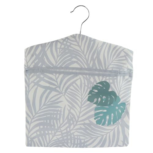 Beldray LA032005PALMFEU7 Wäscheklammertasche mit Palmblattdruck – Hang on Line, Aufhängehaken zur Aufbewahrung, fasst bis zu 100 Heringstaschen, 33 x 30 cm
