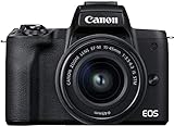 Canon EOS M50 Mark II Kamera + Objektiv EF-M 15-45mm F3.5-6.3 is STM (24,1 MP, 7,5 cm Touchscreen LCD, WLAN, HDMI, Bluetooth, Dual Pixel CMOS AF System, Augen AF, 4K Video, OLED EVF), schwarz