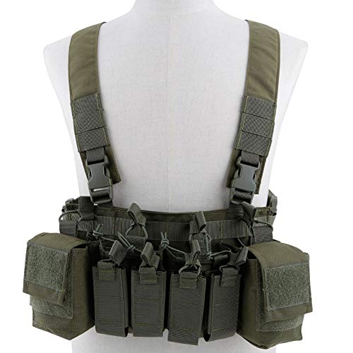 OAREA Tactical Chest Vest Rig Verstellbares X-Gurtzeug mit 5,56 9-mm-Gewehrmagazintaschen für Airsoft Shooting Wargame Paintball