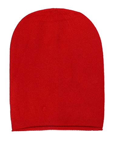 Zwillingsherz Slouch-Beanie-Mütze aus 100% Kaschmir - Hochwertige Strickmütze für Damen Mädchen Jungen - Hat - Unisex - One Size - warm und weich im Sommer Herbst und Winter - rot