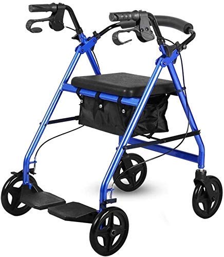 Rollator mit Sitz, robuste Mobilitätshilfen, zusammenklappbarer Rollator aus Aluminium mit Rädern, zusammenklappbarer Rollator für Senioren, 8-stufig verstellbarer Handlauf