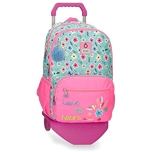 Enso Love The Nature Rucksack mit doppeltem Fach mit Trolley, Mehrfarbig, 32 x 44 x 17 cm, Polyester, 23,94 l