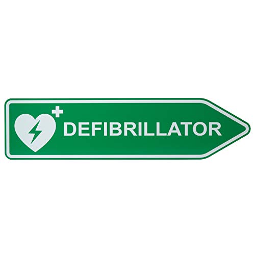 MedX5 (Upgrade 2019) Defibrillator (AED) Strassenschild (Rechtsweisend), 60cmx15cm Standort Kennzeichnung, Defi Standortschild, AED Markierung