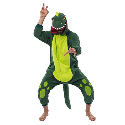 Spooktacular Creations Unisex Adult Pajama Plush Onesie One Piece Dinosaur Animal Costume(Large)