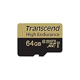 Transcend 64GB High Endurance microSDXC/SDHC Speicherkarte TS64GUSDXC10V / bis zu 95 MBs lesen und 45 MBs schreiben