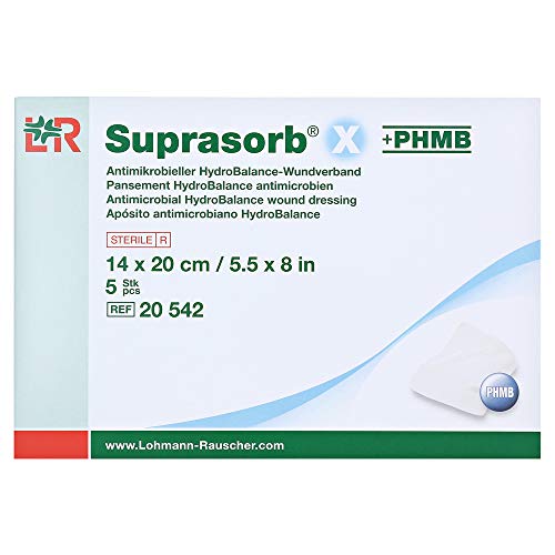 Suprasorb X und PHMB antimikrobielle HydroBalance Wundauflage, 20 x 14 cm