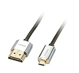 LINDY 41678 - HDMI-Kabel auf Typ Mini-HDMI A/D 2 Meter CROMO Slimline High Speed, 4K@60Hz HDMI 2.0 18G 3D 1080p HDCP 2.2 ARC CEC, ATC-getestet, Kompatibel mit Fernseher, Monitor, Tablette, Kamera