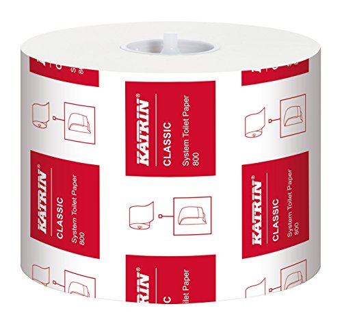 Katrin Toilettenpapier 2 lagig, WC Papier– Classic System Toilet 800 – 36 Rollen x 800 Blatt, weiß