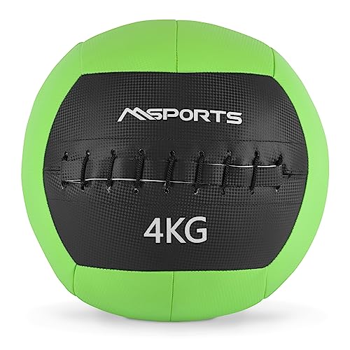 MSPORTS Wall-Ball Premium Gewichtsball 2-10 kg Medizinball (4 kg - Grün)