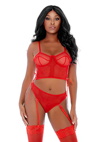 Forplay Ring Me Up Bustier Set - Red, 120 g