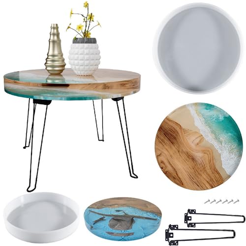 Kunstharz.Art DIY Tisch Silikonform mit Metallbeinen – Kreatives Mini-Tisch Bastelset, Perfekt für stilvolle Wohnraumgestaltung